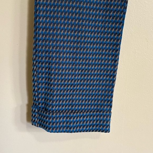 Le Château| Jacquard Blue and Tan Houndstooth Trouser Pants Sz 8 - Picture 6 of 8